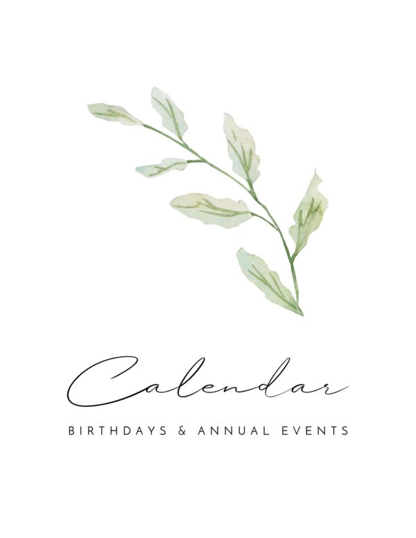 Leafy Green Birthday Calendar