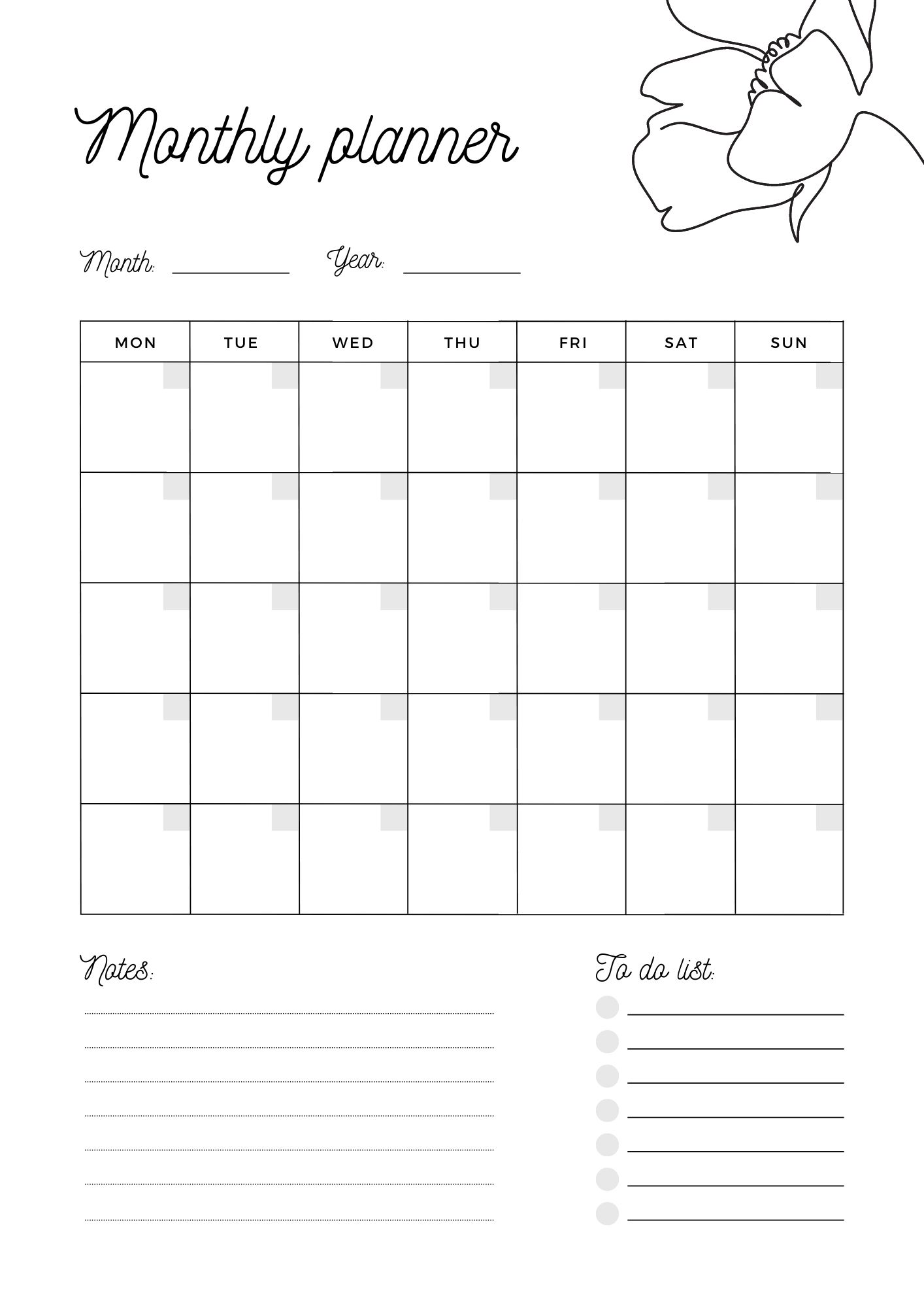 Monthly Monique Calendar Calendar | MJ Design Studio